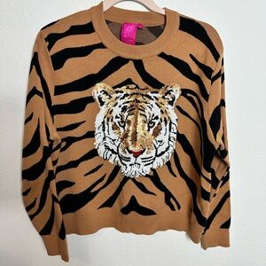Queen of Sparkles Tiger Sweater Small